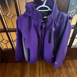 Purple Hooded Jacket with Black Accents
